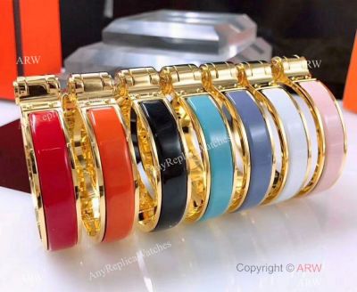 New Replica Hermes Clic Clac H Bracelet - Gold Enamel Bangle